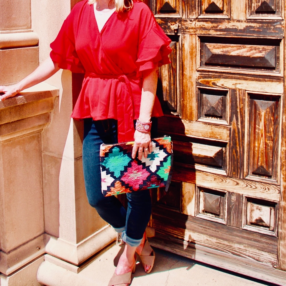 Last One! NWT Woven Aztec Pattern Large Clutch Bag - Picture 2 of 4